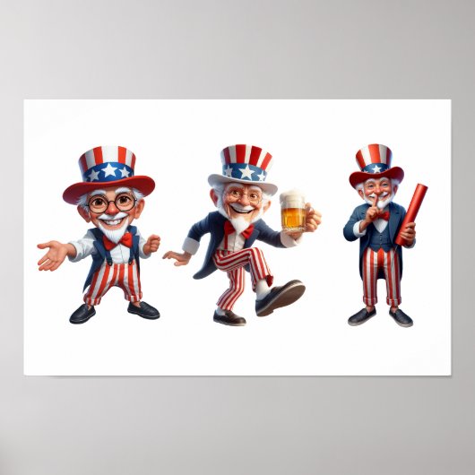 3 senioren verkleed als Uncle Sam Poster (Voorkant)
