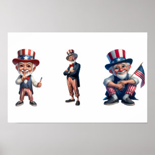 3 senioren verkleed als Uncle Sam Poster