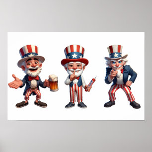 3 senioren verkleed als Uncle Sam Poster