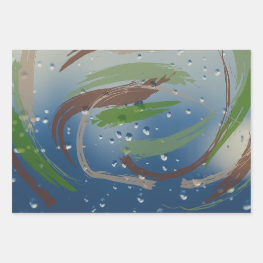 3-set Earth-Tone Brushstroke Wrapping Paper (Voorkant 2)