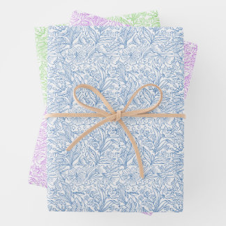 3-Set Floral Wrapping Paper Flat Sheet