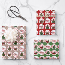 3 sets kerstinpakpapier