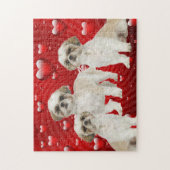 3 Shih Tzu Puppies met hartachtergrond Legpuzzel (Verticaal)