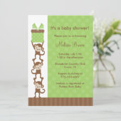 3 Singes Green Baby shower Invitation (Debout devant)