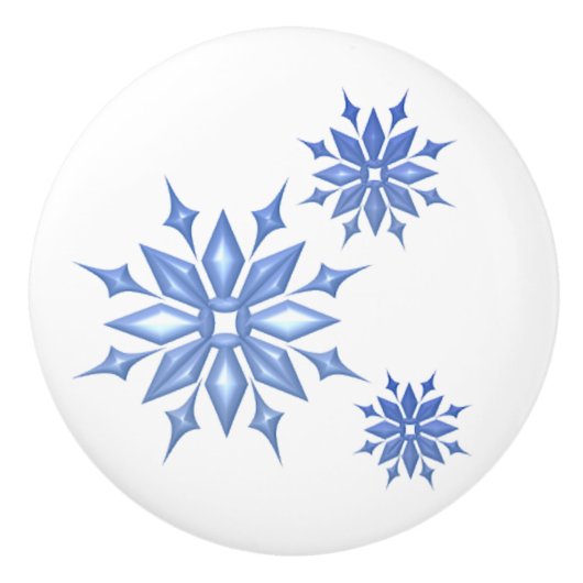 3 Snowflakes Keramische Knop (Voorkant)