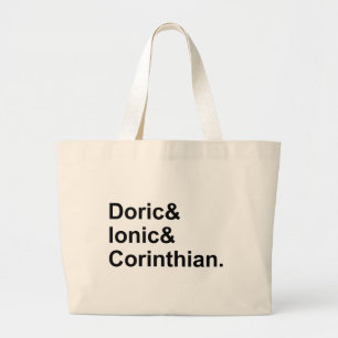 3 Soorten Griekse kolommen Doric Ionic Corinthia Grote Tote Bag