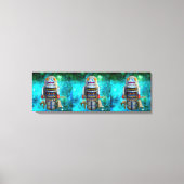 3 speelgoed robot turquoise melkweg  retro tryptis canvas afdruk (Voorkant)