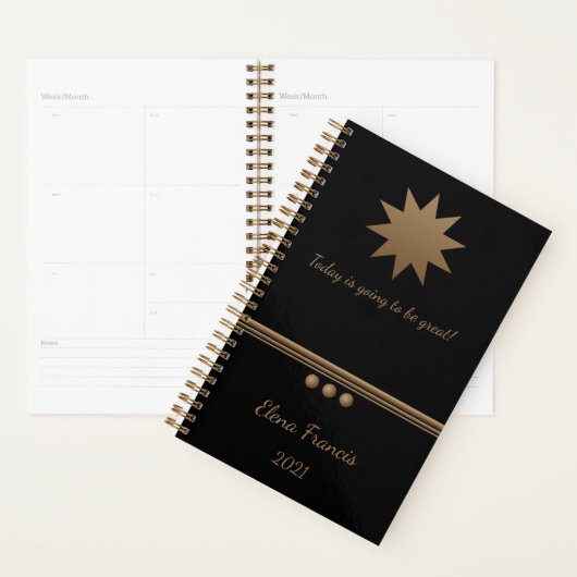3 Sphere Brused Gold Black Professional Business Planner (Display)