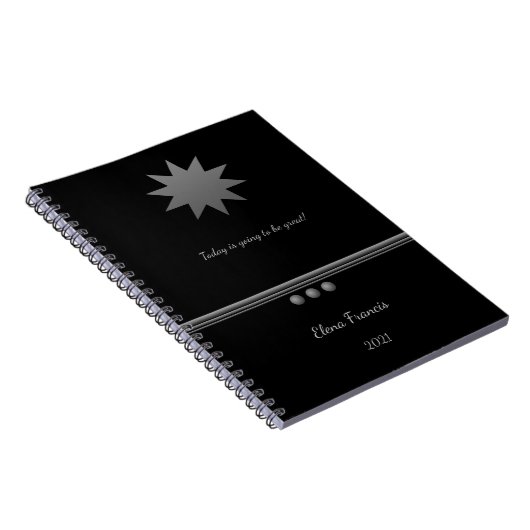 3 Sphere Silver Text Black Carnet professionnel (Côté Droit)