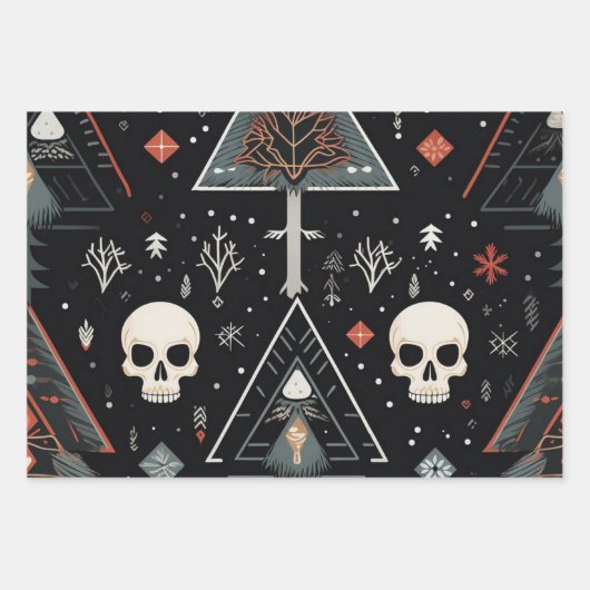 3 st. Boom- en schedelinpakpapier Inpakpapier Vel (Voorkant)