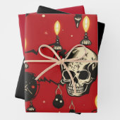 3 st. Feestelijke schedel wrapping sheet set Inpakpapier Vel (In situ)