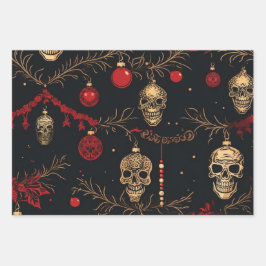 3 st. Pc. Schedel Ornament inpakpapier Vel