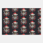 3 st. Santa Skull Wrapping Set Inpakpapier Vel (Voorkant)