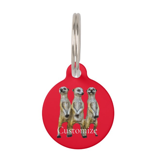 3 Staande Meerkats Thunder_Cove Huisdierpenning (Voorkant)