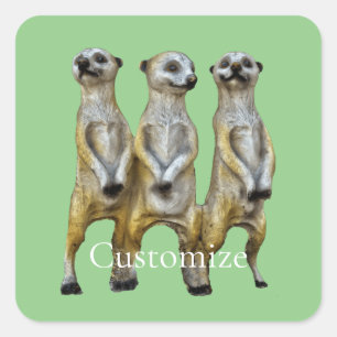 3 Staande Meerkats Thunder_Cove Vierkante Sticker