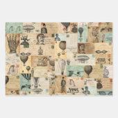 3 Steampunk Collage Ephemera Sheets Inpakpapier Vel (Voorkant)