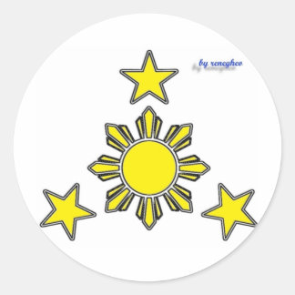 3 sterren & een zon ronde sticker