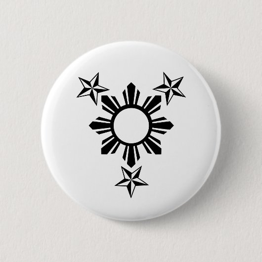 3 sterren en zon ronde button 5,7 cm (Voorkant)
