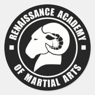 3" Stickers, Set van Zes, Wit op Zwarte Logo Ronde Sticker