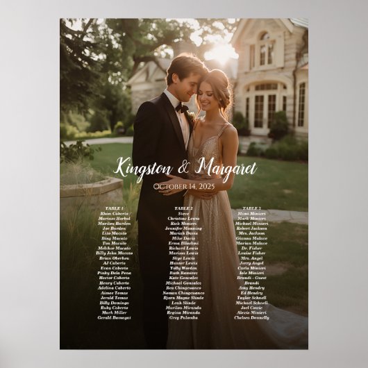 3 tables élégant tableau de sièges mariage photo (Devant)