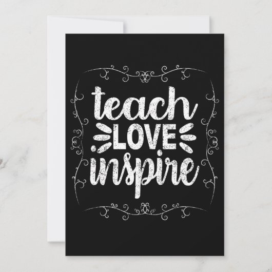 3- Teach Love Inspire Shirt, Retro leraar Bedankkaart (Voorkant)