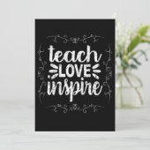 3- Teach Love Inspire Shirt, Retro leraar Bedankkaart (Staand voorkant)