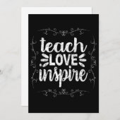 3- Teach Love Inspire Shirt, Retro leraar Bedankkaart (Voorkant / Achterkant)