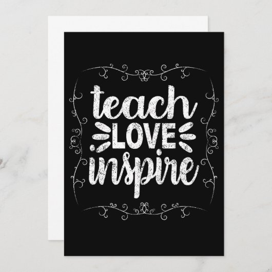 3- Teach Love Inspire Shirt, Retro leraar Bedankkaart (Voorkant / Achterkant)
