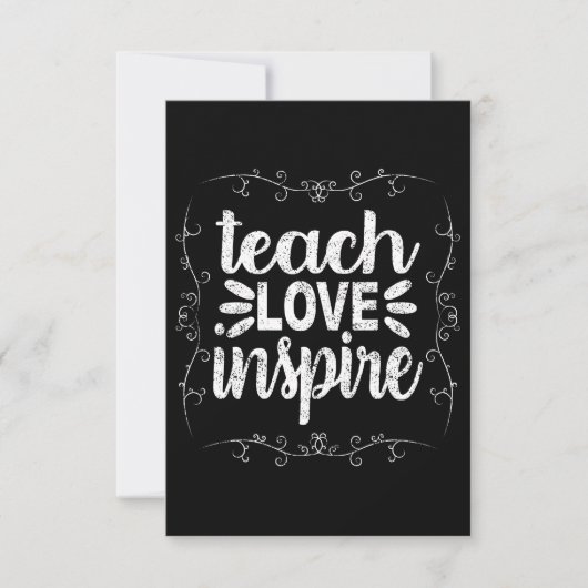 3- Teach Love Inspire Shirt, Retro  leraar Bedankkaart (Voorkant)