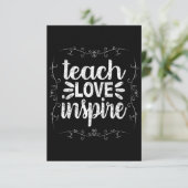 3- Teach Love Inspire Shirt, Retro  leraar Bedankkaart (Staand voorkant)