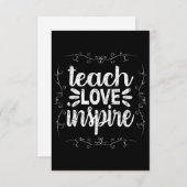 3- Teach Love Inspire Shirt, Retro  leraar Bedankkaart (Voorkant / Achterkant)