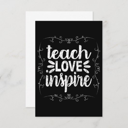 3- Teach Love Inspire Shirt, Retro  leraar Bedankkaart (Voorkant / Achterkant)