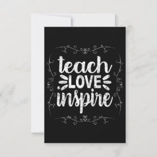 3- Teach Love Inspire Shirt, Retro leraar Bedankkaart