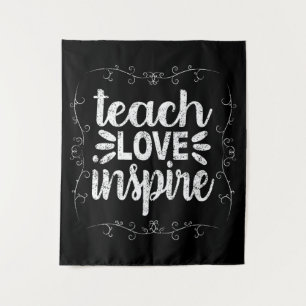 3- Teach Love Inspire Shirt, Retro  leraar Wandkleed