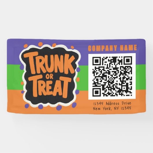 3 Toned Trunk of Treat Halloween QR Business Spandoek (Horizontaal)