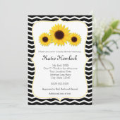 3 tournesols Invitation Chevron noir et blanc (Debout devant)