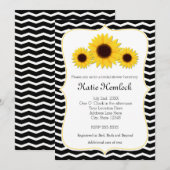 3 tournesols Invitation Chevron noir et blanc (Devant / Derrière)