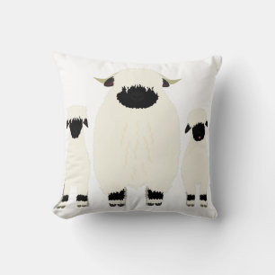 3 Valais Black nose schaap in a. rij Kussen