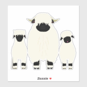 3 Valais Black Nose Sheep in een rij Sticker