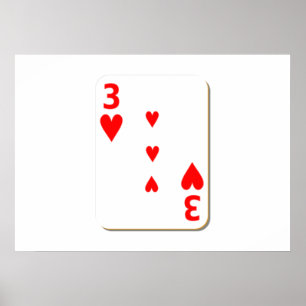 3 van Kaart voor het spelen van harten Poster