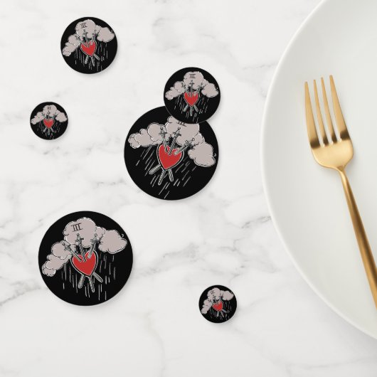 3 van Swords Love Heart Tarot Illustration Three Confetti (Groep)