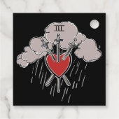 3 van Zwaarden Liefde Hart Tarot Illustratie Drie Bedankjes Labels (Achterkant)