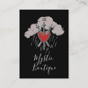 3 van Zwaarden Liefde Hart Tarot Illustratie Drie Visitekaartje