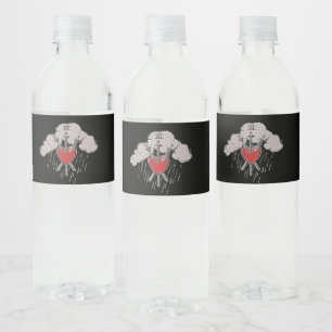 3 van Zwaarden Liefde Hart Tarot Illustratie Drie Waterfles Etiket