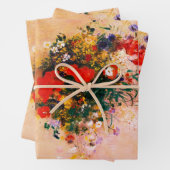 3 vellen van  bloemen inpakpapier (In situ)