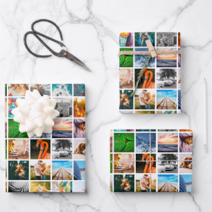 3 vellen White Wrapping Paper Photo Square