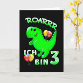 3 Verjaardag Kinder dinosaurus Kaart (Gele Bloem)