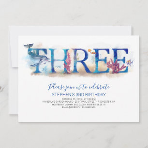 3 Verjaardagsuitnodiging onder het Zee Dolfijn Kaart