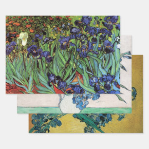 3 verschillende Iris bloemen door Vincent van Gogh Inpakpapier Vel