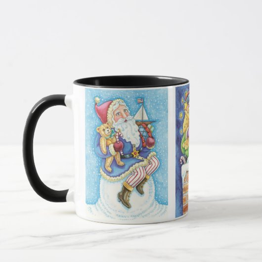 3 Verschillende Santa Claus Cartoon Kerstontwerpen Mok (Links)